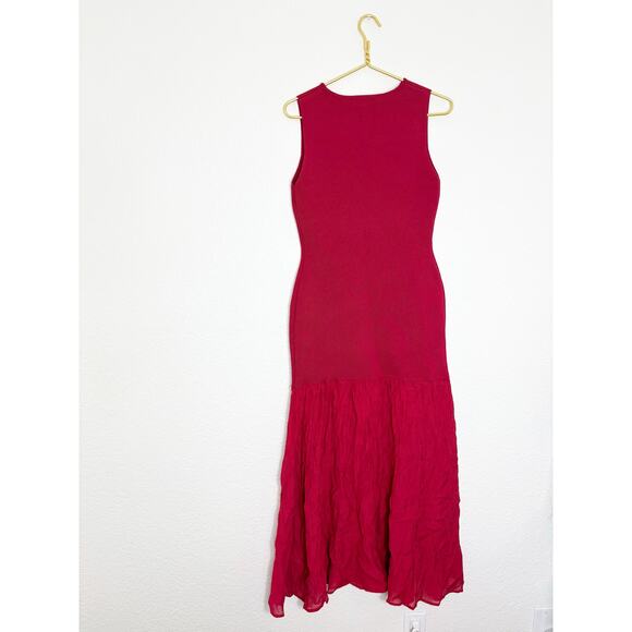 NWT Zara Red Long Combined Knit Dress Size Medium Maxi Stretch Wedding 4192/034 - Picture 11 of 12